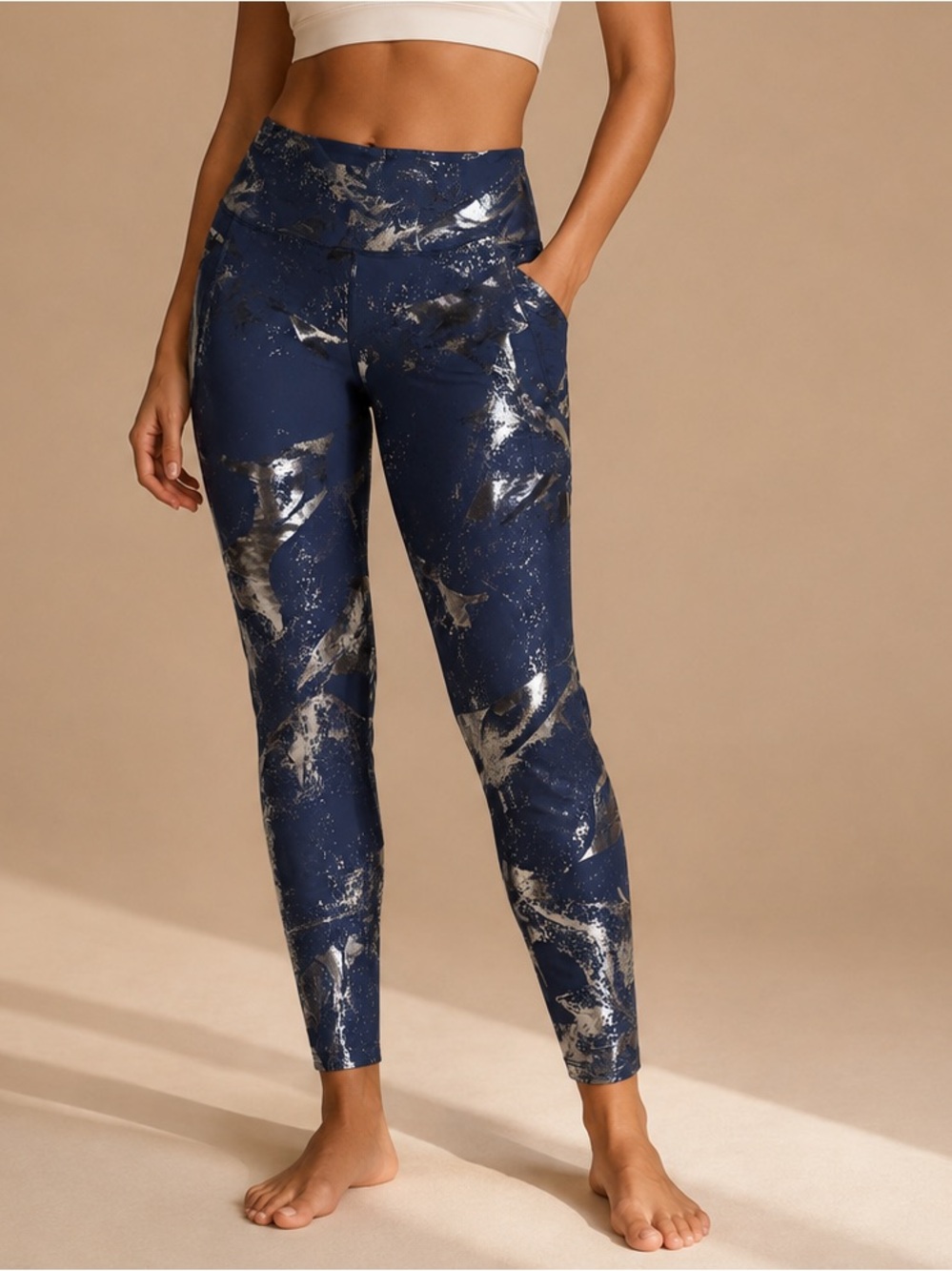 Old Navy Active Elevate Go-Dry Blue Print Leggings XL NWT